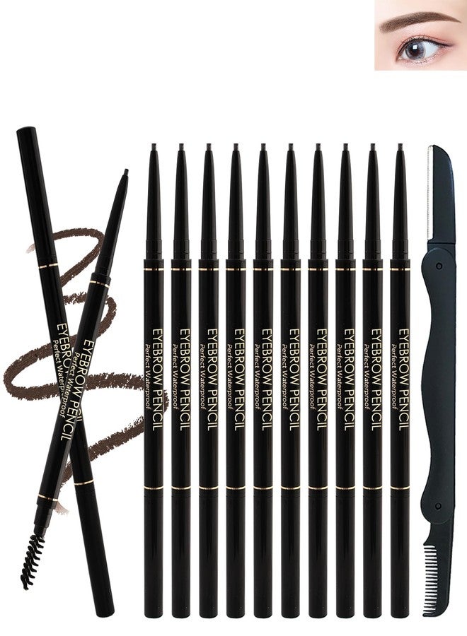Lestpola 12Pcs Waterproof Dark Brown Eyebrow Pencil Set, Professional Brow Micro Eyebrow Retractable Pencil, Ultra Fine Long Lasting for Perfect Eye Liner Brows Eye Makeup Shaping & Filling Brow Gel Pen- 05 - Image 1